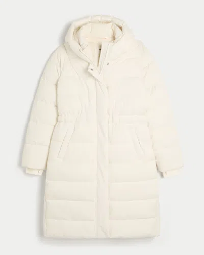 Hollister Longline Puffer Parka In Neutral