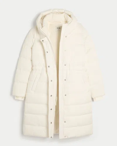 Hollister Longline Puffer Parka In Neutral
