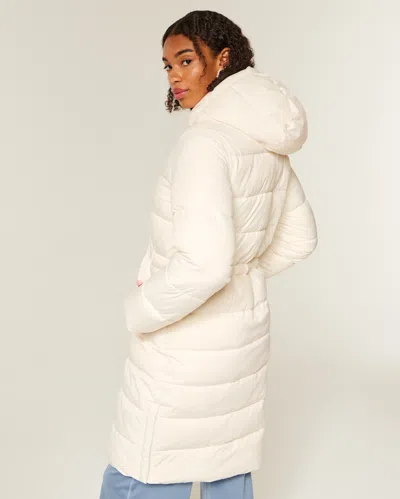 Hollister Longline Puffer Parka In Neutral
