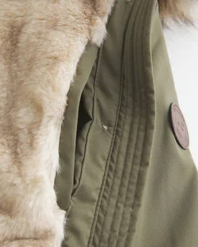 Hollister Faux Fur-lined Parka In Green