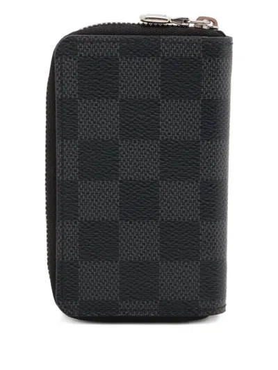 Pre-owned Louis Vuitton 2021-2025 Zippy Damier-pattern Wallet In Black