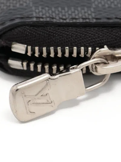 Pre-owned Louis Vuitton 2021-2025 Zippy Damier-pattern Wallet In Black