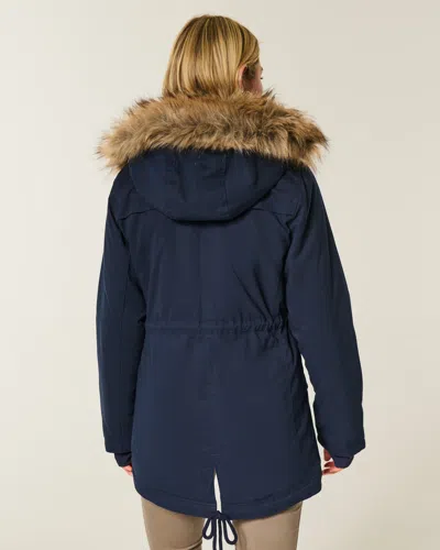 Hollister Faux Fur-lined Parka In Blue