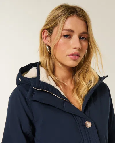 Hollister Faux Fur-lined Parka In Blue
