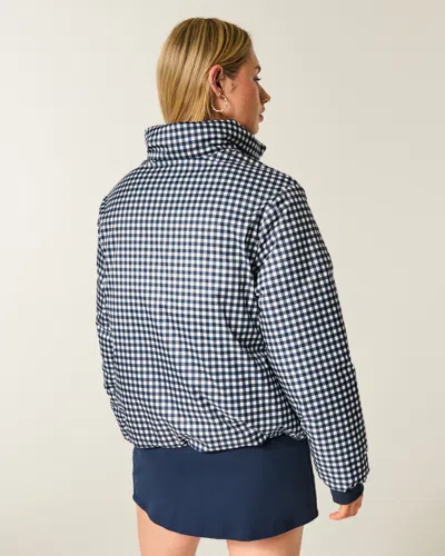 Hollister Zip-up Pattern Puffer Jacket In Blue