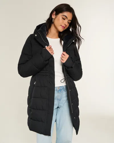 Hollister Faux Fur-lined Puffer Parka In Black