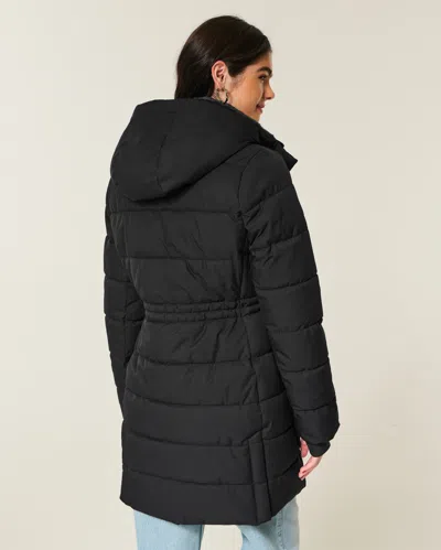 Hollister Faux Fur-lined Puffer Parka In Black