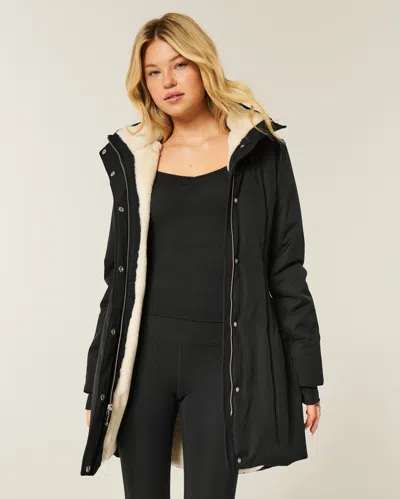 Hollister Faux Fur-lined Parka In Black