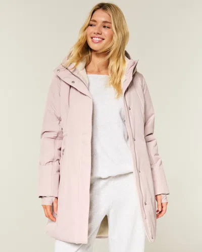 Hollister Faux Fur-lined Parka In Pink