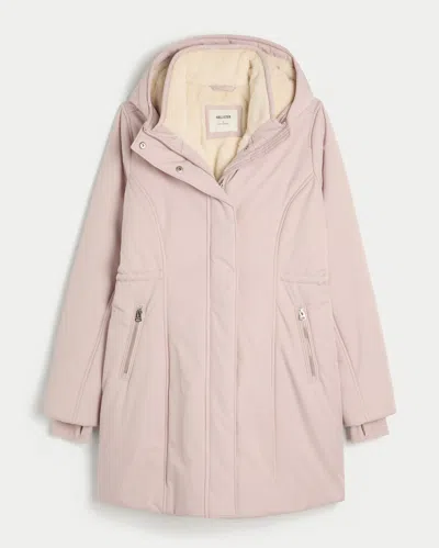 Hollister Faux Fur-lined Parka In Pink
