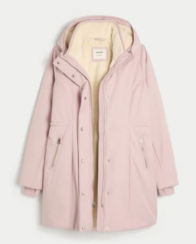 Hollister Faux Fur-lined Parka In Pink