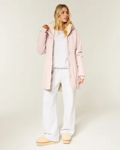 Hollister Faux Fur-lined Parka In Pink