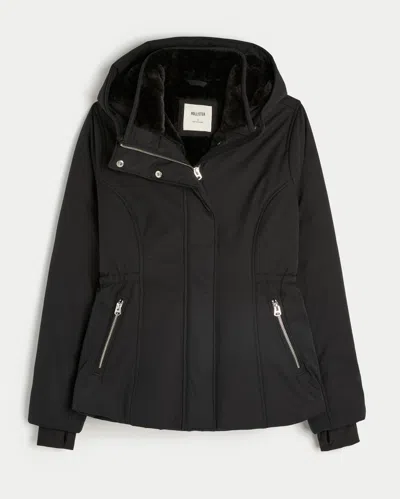 Hollister Faux Fur-lined All-weather Jacket In Black