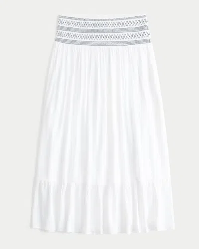 Hollister Smocked Waist Maxi Skirt In White