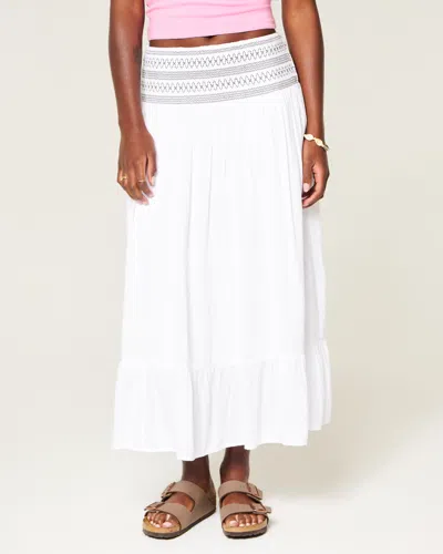 Hollister Smocked Waist Maxi Skirt In White