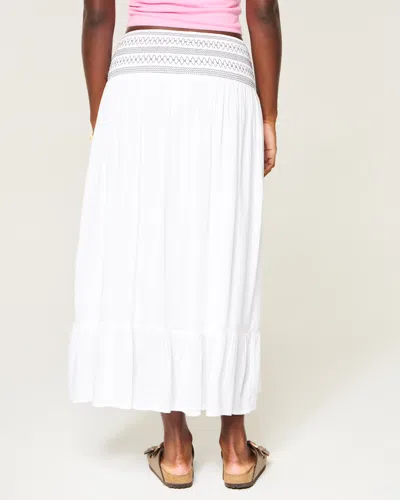 Hollister Smocked Waist Maxi Skirt In White