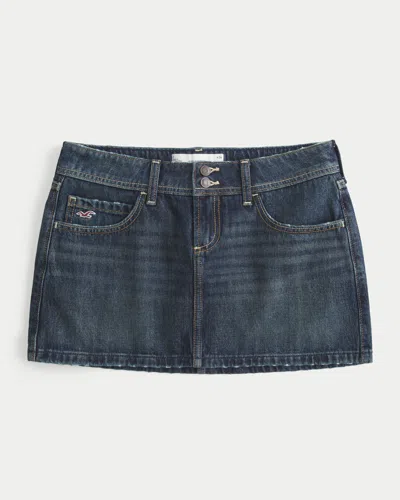 Hollister Low-rise Dark Wash Denim Mini Skort In Purple