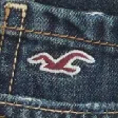 Hollister Low-rise Dark Wash Denim Mini Skort In Purple