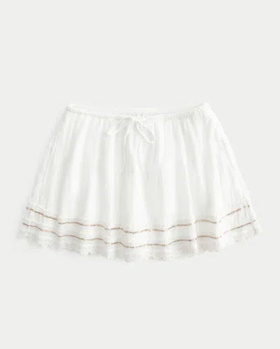 Hollister Lace Hem Mini Skort In White