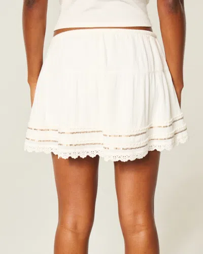 Hollister Lace Hem Mini Skort In White