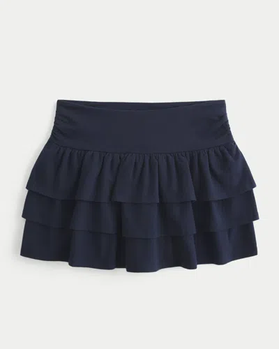 Hollister Tiered Ruffle Mini Skort In Blue