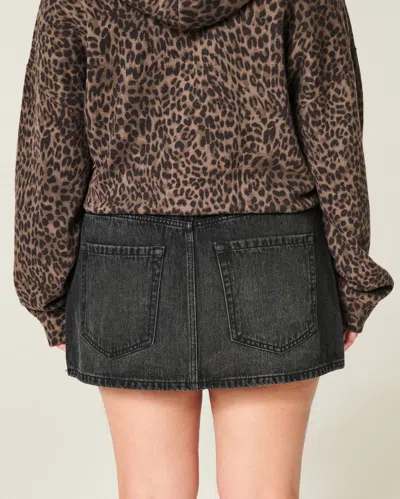 Hollister Low-rise Denim Mini Skort In Brown