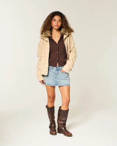 Hollister Low-rise Medium Wash Studded Denim Mini Skort