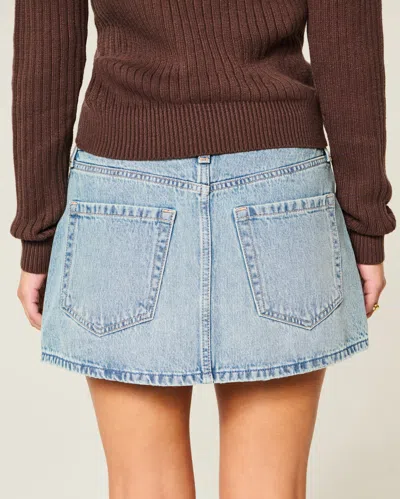 Hollister Low-rise Medium Wash Studded Denim Mini Skort