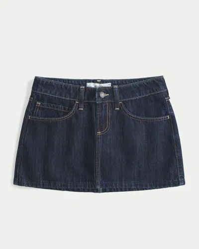 Hollister Low-rise Dark Wash Denim Mini Skort In Blue