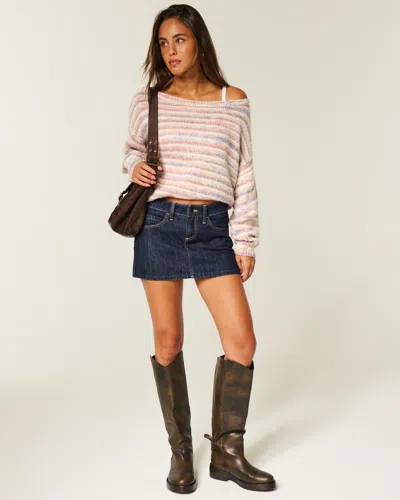 Hollister Low-rise Dark Wash Denim Mini Skort In Blue