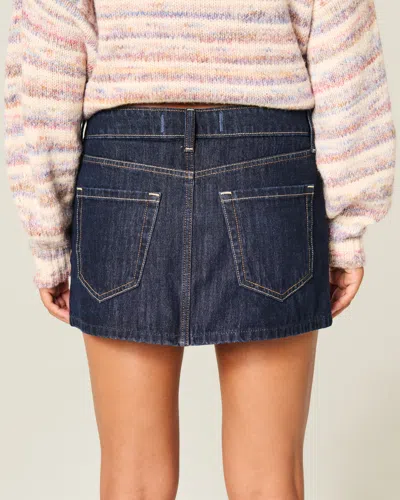 Hollister Low-rise Dark Wash Denim Mini Skort In Blue