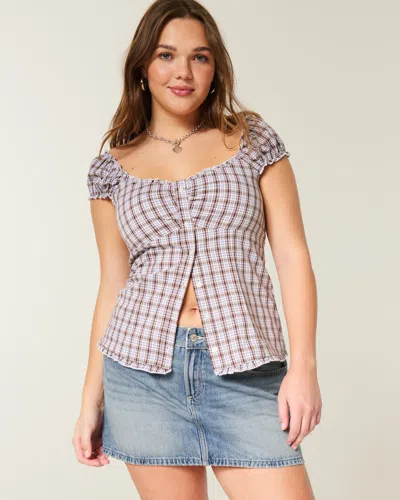 Hollister Low-rise Denim Mini Skort In Blue