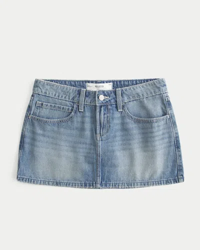Hollister Low-rise Denim Mini Skort In Blue