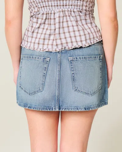 Hollister Low-rise Denim Mini Skort In Blue