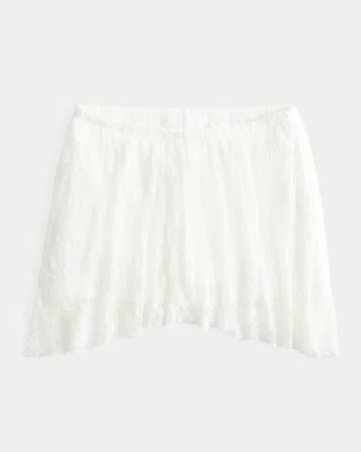 Hollister Lace Asymmetrical Hem Mini Skirt In White