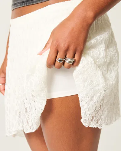 Hollister Lace Asymmetrical Hem Mini Skirt In White