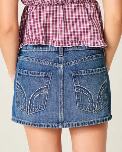 Hollister Low-rise Studded Denim Mini Skort In Multi