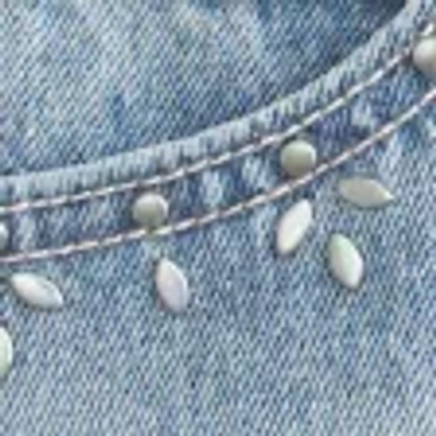 Hollister Light Wash Studded Denim Mini Skort In Blue