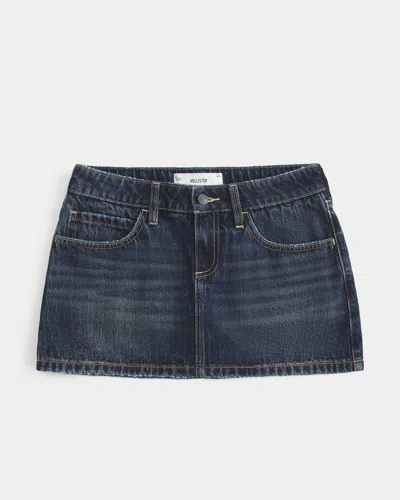 Hollister Low-rise Denim Mini Skort In Blue