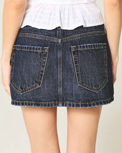 Hollister Low-rise Denim Mini Skort In Blue