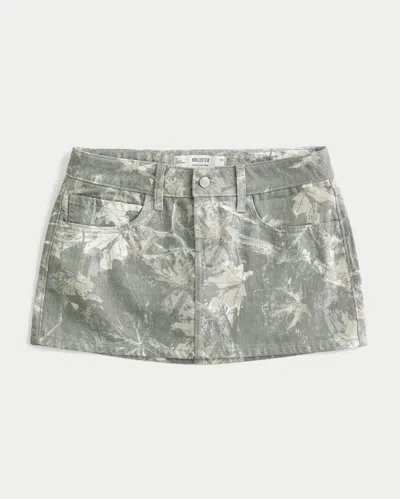 Hollister Curvy Low-rise Camo Denim Mini Skort In White