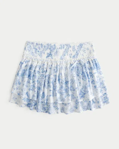 Hollister Smocked Tiered Mini Skort In Blue