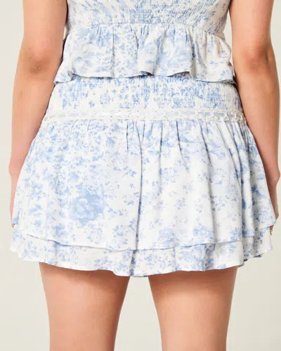Hollister Smocked Tiered Mini Skort In Blue