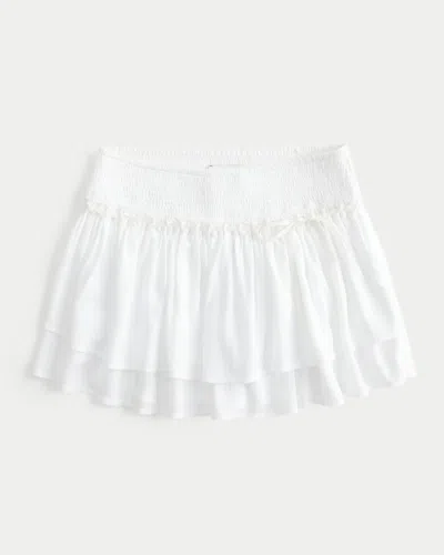 Hollister Smocked Tiered Mini Skort In White