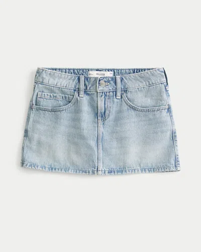 Hollister Light Wash Denim Mini Skort In White