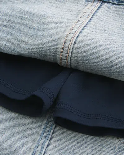 Hollister Light Wash Denim Mini Skort In White