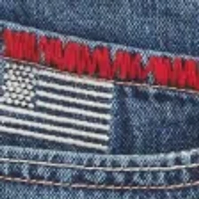 Hollister Low-rise Medium Wash Flag Embroidered Denim Mini Skort In Blue