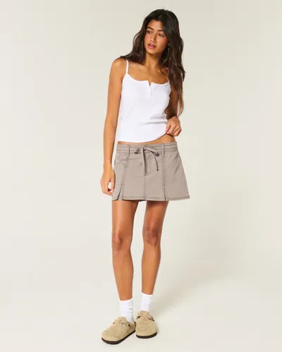 Hollister Pleated Mini Skirt In Brown