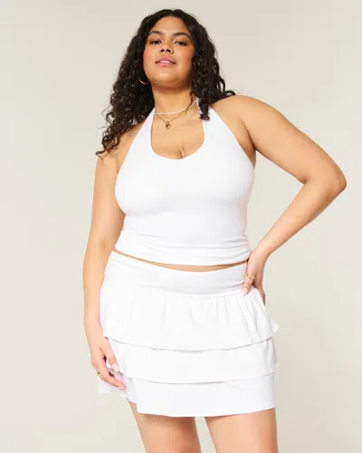 Hollister Ruffle Knit Mini Skort In White