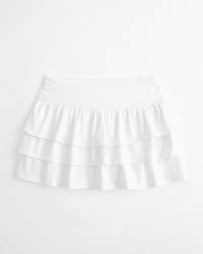 Hollister Ruffle Knit Mini Skort In White